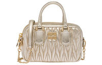 MIU MIU Arcadie Collection Matelassé Leather Handbags Shoulder Bags Women's Metallic