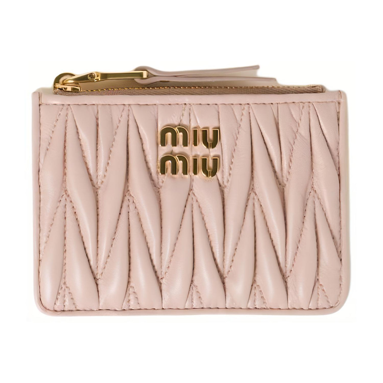 MIU MIU Quilting Nappa Leather Card Holder Women's Light Pink