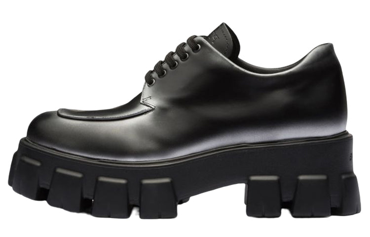 PRADA Moonlith Brushed Leather Lace-up Shoes
