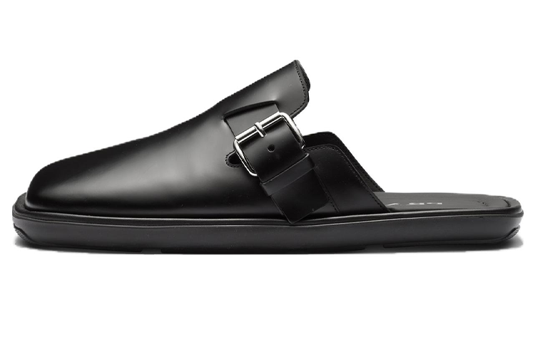 PRADA Rubber Sole Abrasion Resistant Closed Toe Slippers Men's Black