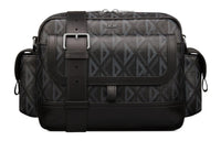DIOR CD Diamond Canvas With Smooth Calfskin Messenger Bag Handbag Shoulder Bag Crossbody Bag Men's Black