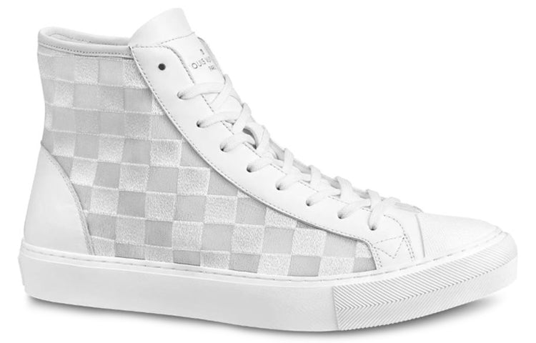 LOUIS VUITTON Tattoo Damier Stylish Skateboarding Shoes Men's Gray White
