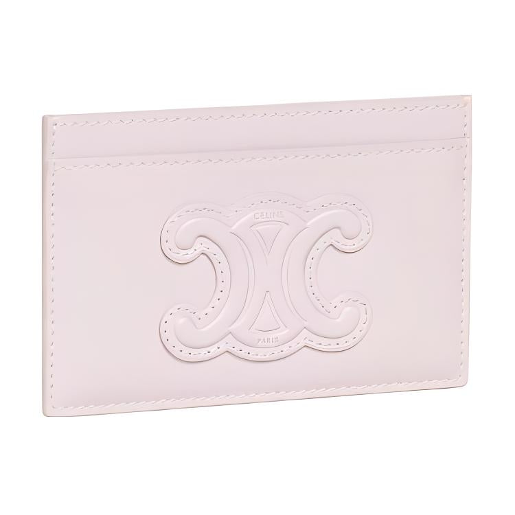 CELINE Triomphe Shiny Calfskin Card Holder Women's Light Pink