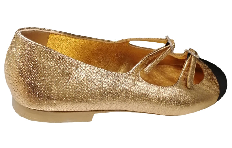 CHANEL Mary Jane Shoes Women's Gold Black