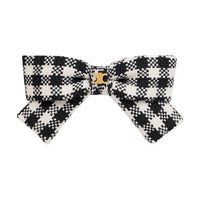 CELINE Vichy Ribbon Hair Clip In Wool Brass With Gold Finish And Steel