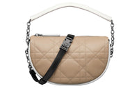 DIOR Vibe Sheepskin Shoulder Bag Crossbody Bag Handbag Small Size Women's Beige/White