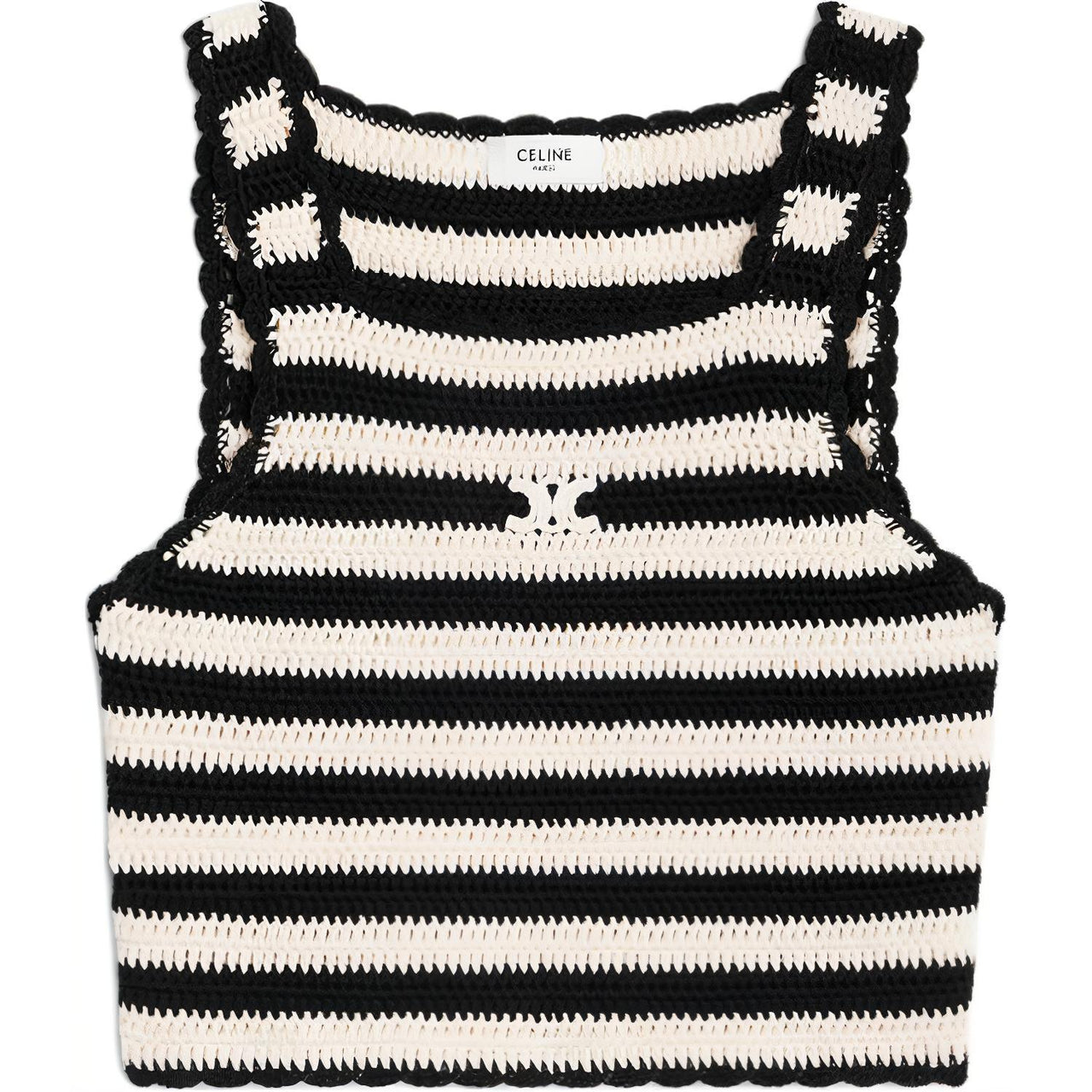 CELINE Triomphe Striped Cropped Top