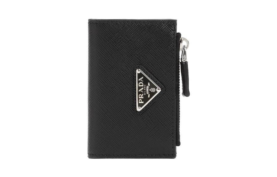 PRADA Saffiano Leather Card Holder Women's Black