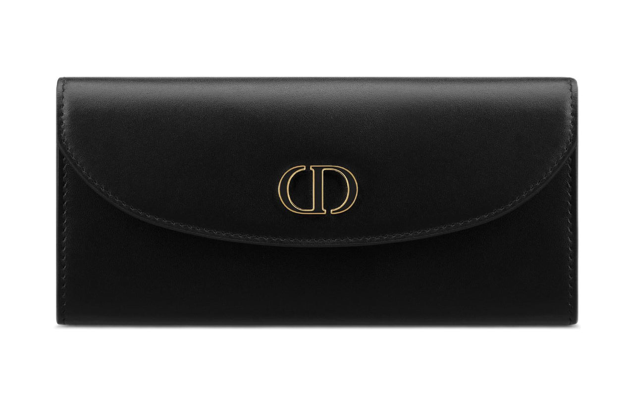 DIOR 30 Montaigne Calfskin Wallet Women's Black