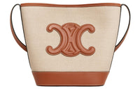 CELINE Cuir Triomphe Canvas With Leather Canvas Bag, Bucket Bag, Crossbody Bag, Shoulder Bag Women's Beige Tawny