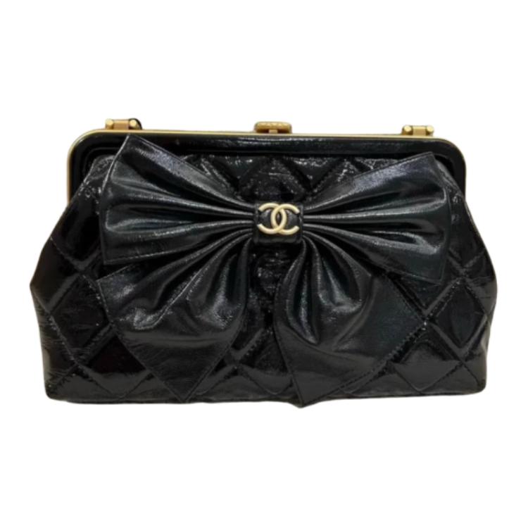 CHANEL Sheepskin Shoulder Bag Handbag Shoulder Bag Small Size Women's Black