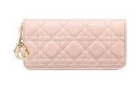 DIOR Lady Dior Lambskin Card Holder Clutch Wallet Women's Lotus Blossom Pink