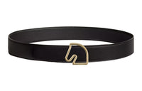 HERMES Horsehead Double-Sided Smooth Buckle Leather Belts Men's Black Width: 3.8cm
