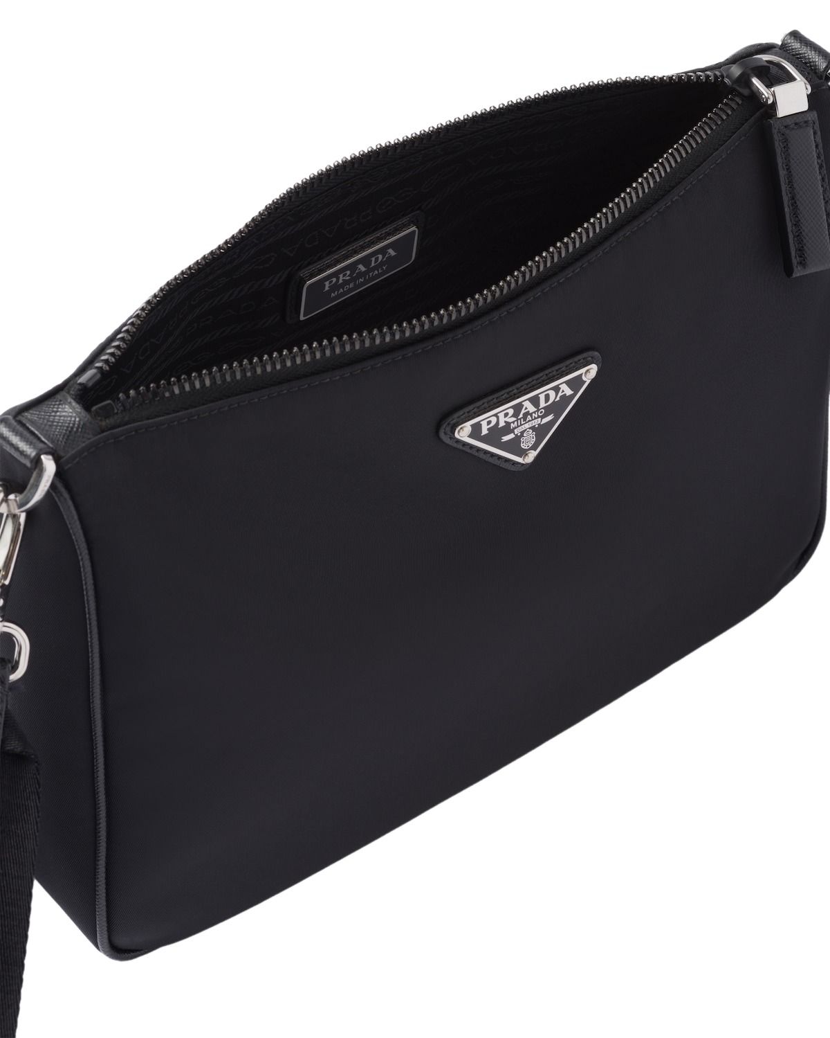 PRADA FW25 Re-Nylon and Saffiano Leather Shoulder Bag 'Black' 2VH113-2DMH-F0002
