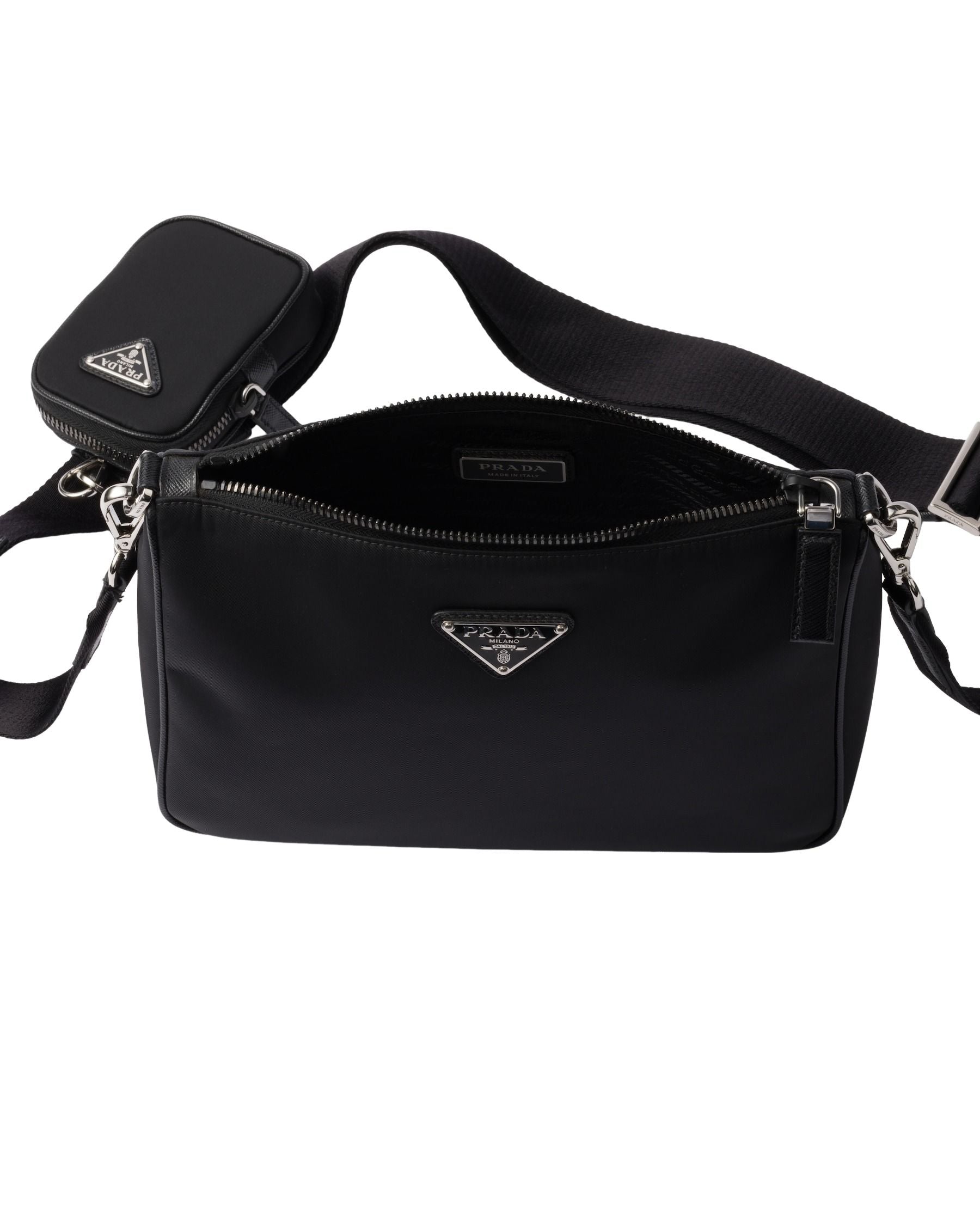 PRADA FW25 Re-Nylon and Saffiano Leather Shoulder Bag 'Black' 2VH113-2DMH-F0002