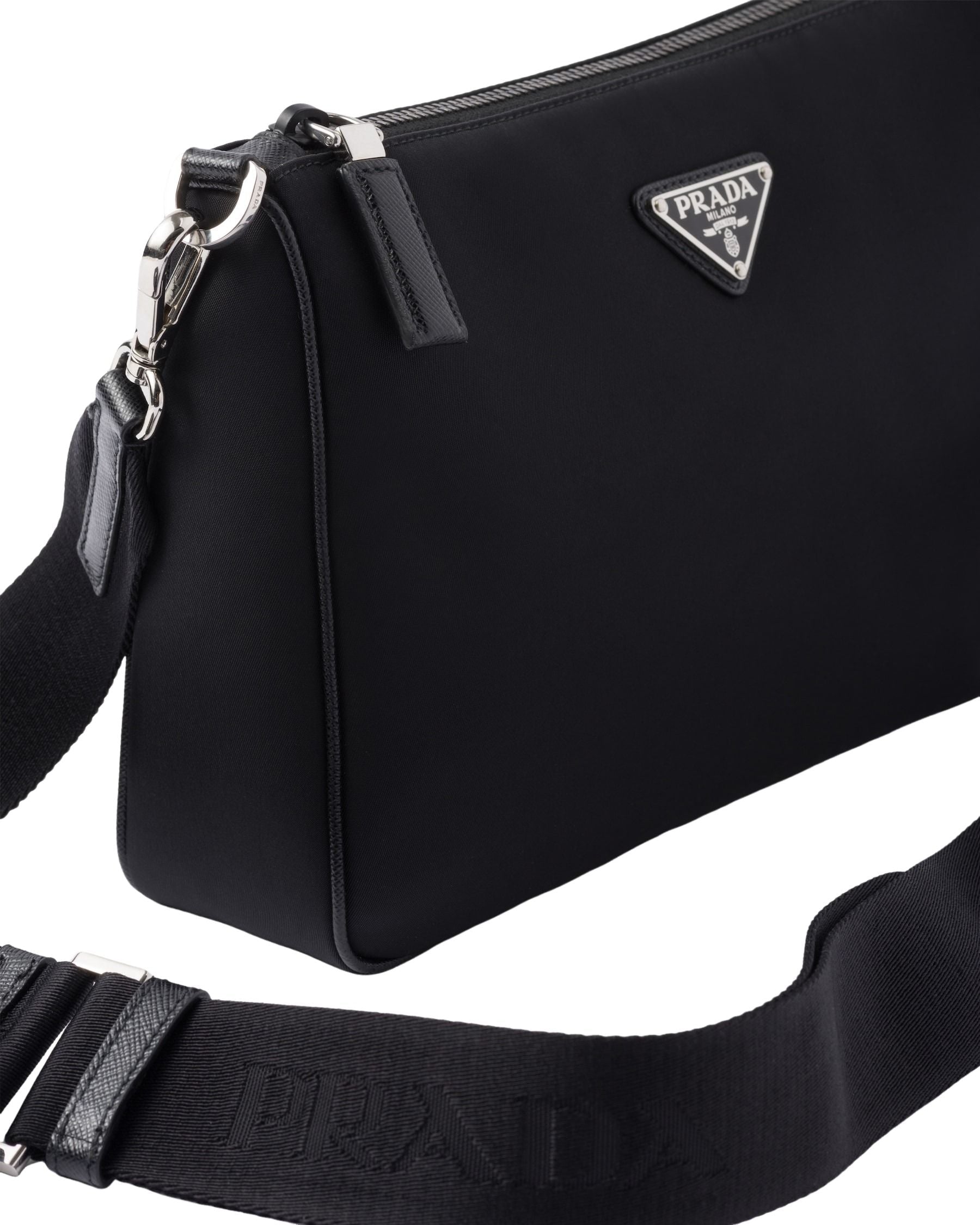 PRADA FW25 Re-Nylon and Saffiano Leather Shoulder Bag 'Black' 2VH113-2DMH-F0002