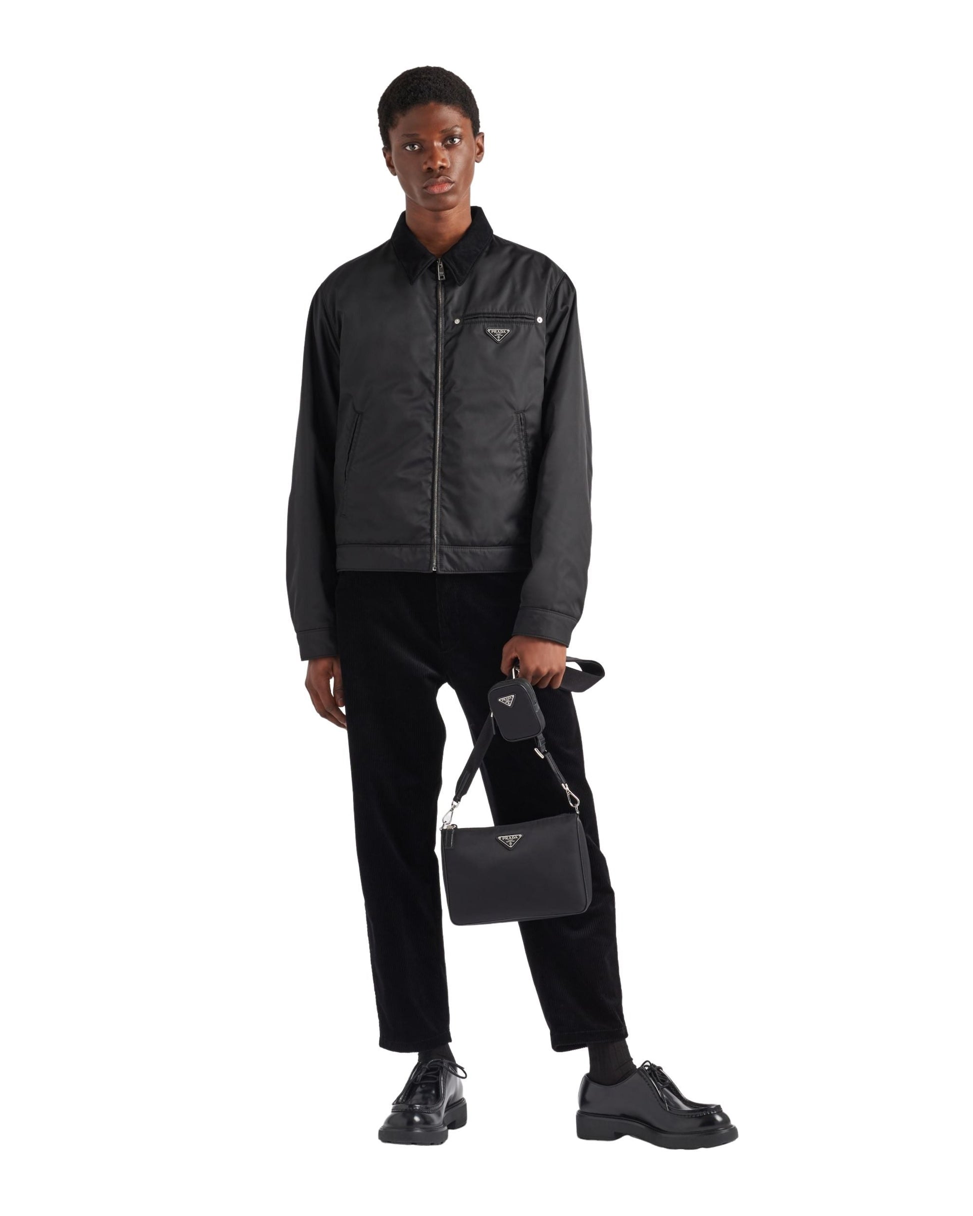 PRADA FW25 Re-Nylon and Saffiano Leather Shoulder Bag 'Black' 2VH113-2DMH-F0002