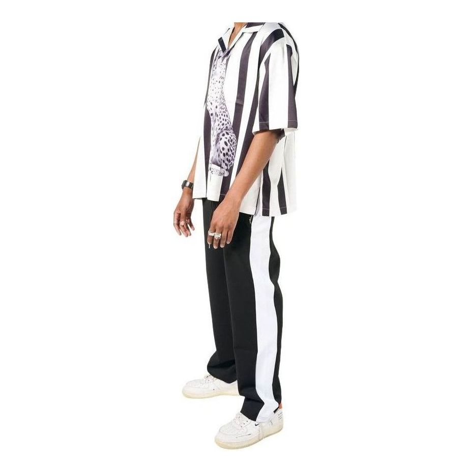 House of Cenmar Loose Fit Smart Jogger with Side Stripe In White 'Black' HOC-TSF