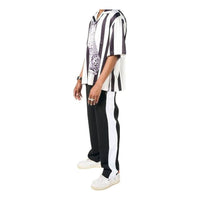 House of Cenmar Loose Fit Smart Jogger with Side Stripe In White 'Black' HOC-TSF