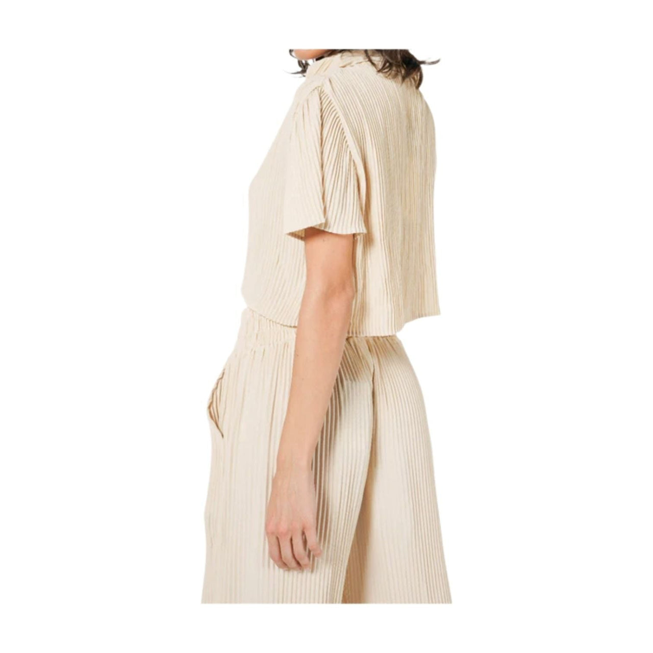 (WMNS) House of Cenmar Cropped Loose Shirt 'Beige' HOC-CTI
