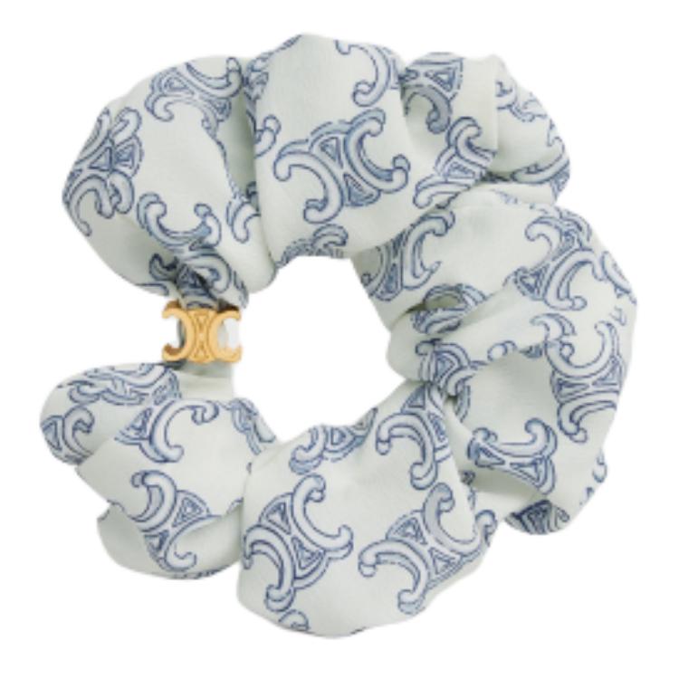 CELINE Brass, Mulberry Silk Hair Tie Women's White