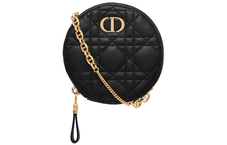 DIOR Caro Cow Leather Coin Purse Clutch Regular Women's Black