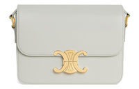 CELINE Triomphe Shiny Cow Leather Shoulder Bag Tofu Bag Portable Crossbody Bag Shoulder Bag Women's Chalk White