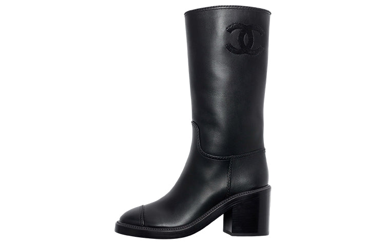 CHANEL Knee-high Boots Women's Black