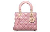 DIOR Lady Dior Pearlescent Lambskin Lady Dior Bag, Shoulder Bag, Crossbody Bag, Handbag Trumpets Women's Peach Pink