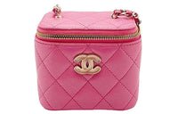 CHANEL 23P SS Sheepskin Box Bag Shoulder Bag Crossbody Bag Small Size Women's Pink