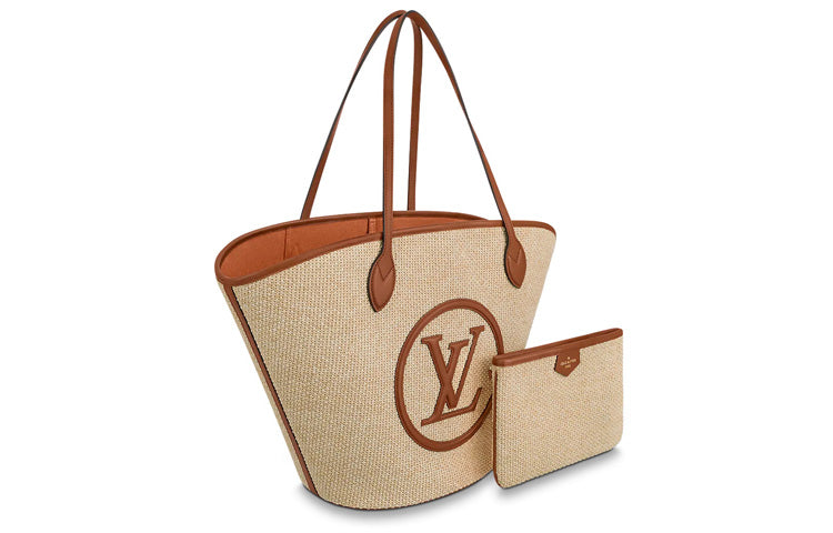 LOUIS VUITTON Cow Leather Beach Bag Shoulder Bag Regular Women's Caramel