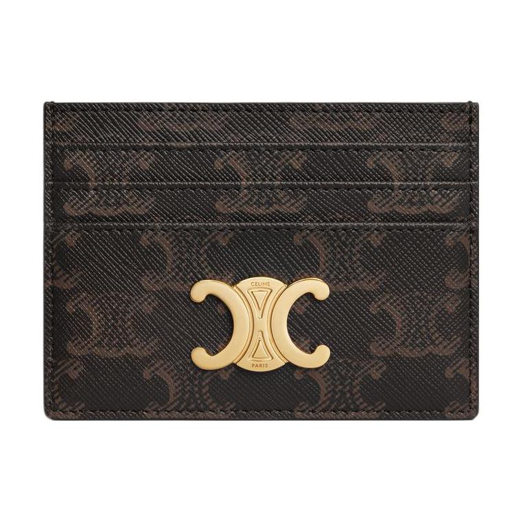 CELINE Triomphe Canvas Wallets Card Holders Regular Women's Brown