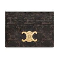 CELINE Triomphe Canvas Wallets Card Holders Regular Women's Brown