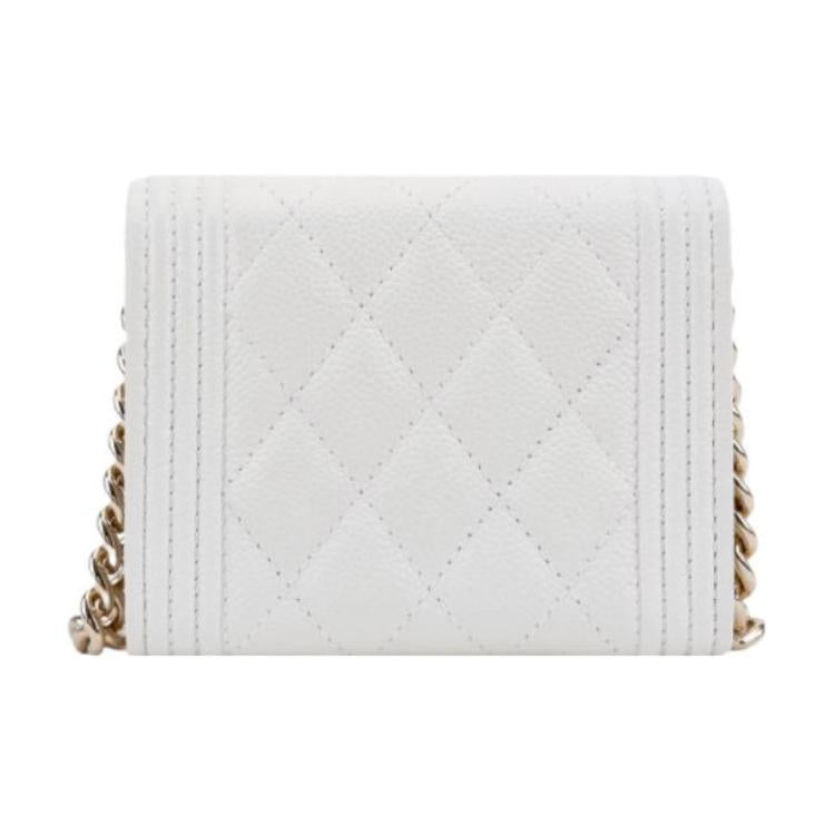 CHANEL LEBOY Grained Calfskin Shoulder Bag Crossbody Bag Coin Purses Regular Women's White