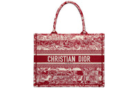 DIOR BookTote Stripes Jungle Collection Tote Bag Shopping Bag Handbag Medium Size Women's Burgundy