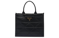PRADA Leather Tote Bag Shopping Bag Handbag Large Size Women's Black