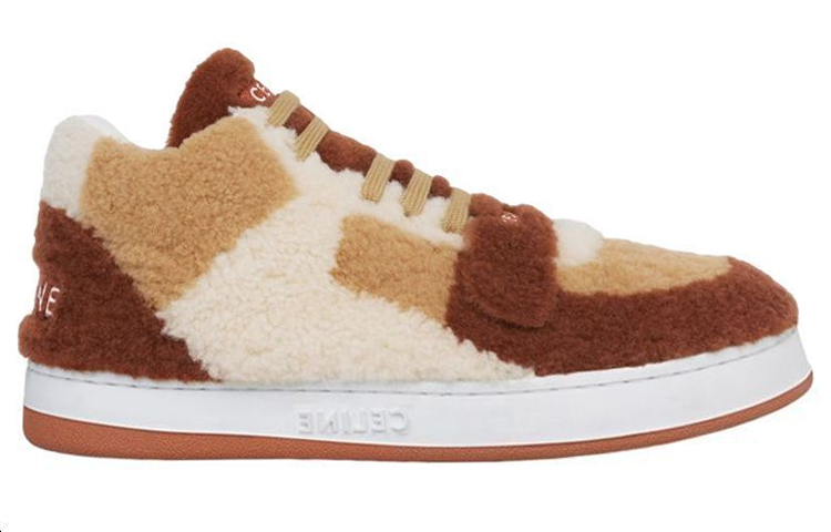 CELINE Mid Top Skateboard Shoes Women's Red Brown