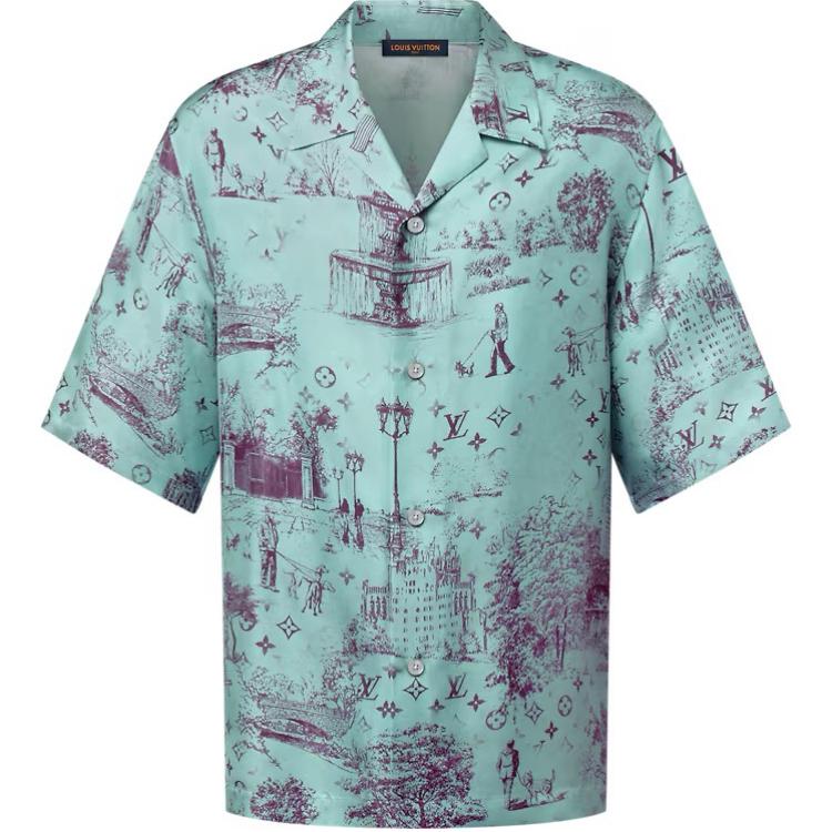 LOUIS VUITTON Printed Short-Sleeved Silk Shirt