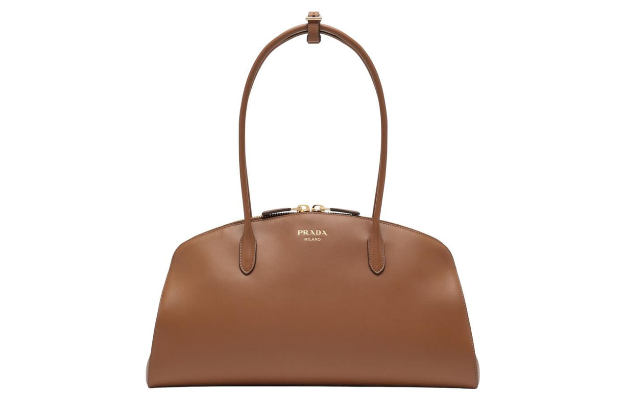 PRADA Leather Handbag Shoulder Bag Women's Brown