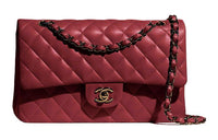 CHANEL Classic Flap CF Lambskin Mouth Cover Bag Crossbody Bag Medium Size Women's Dark Brown