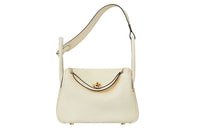 HERMES Lindy Taurillon Clemence Cow Leather Handbag, Shoulder Bag Women's I2 Nata Cream White