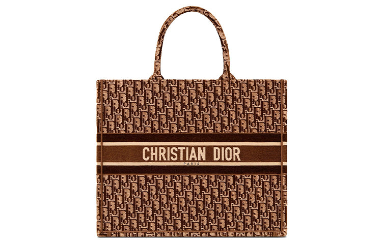 DIOR BookTote Velvet Totes Handbags Large Size Women's Brown