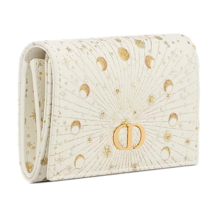 DIOR Calfskin Wallet Women's Beige