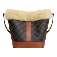 CELINE Cow Leather Crossbody Bag, Shoulder Bag Trumpets Women's Tawny