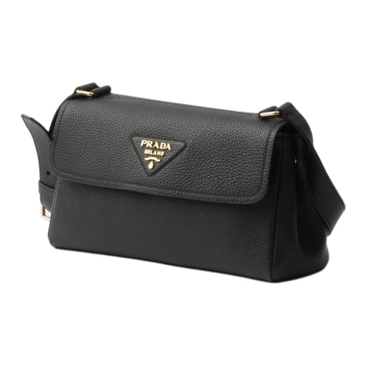 PRADA Calfskin Shoulder Bag Small Size Men's Black