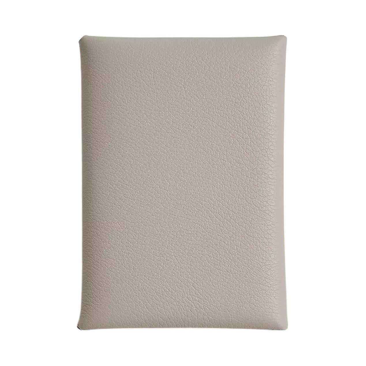 HERMES Calvi Duo Evercolor Calfskin Card Holder Women's 8L Beton Concrete Gray/Glacier White