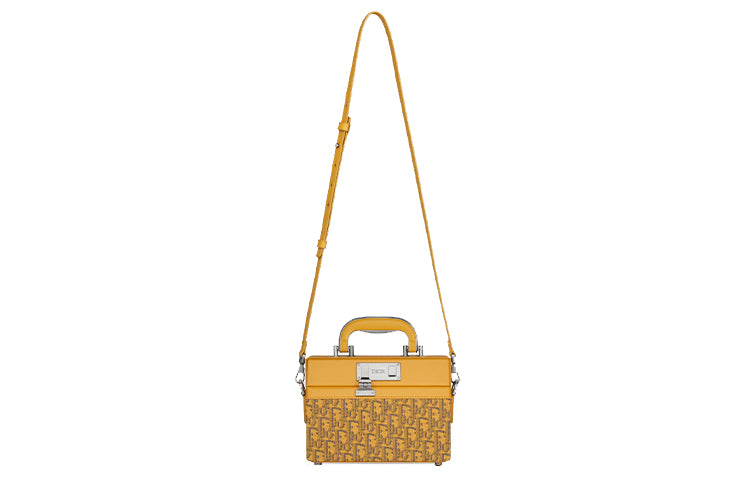 DIOR Lock Smooth Cow Leather Briefcase, Handbag, Shoulder Bag, Crossbody Bag Men's Gold