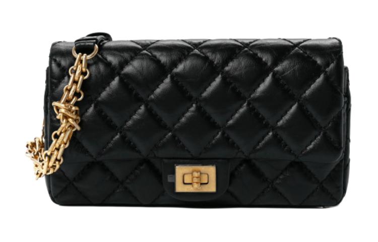 CHANEL 2.55 Calfskin Fanny Pack Handheld Crossbody Bag Shoulder Bag Women's Black