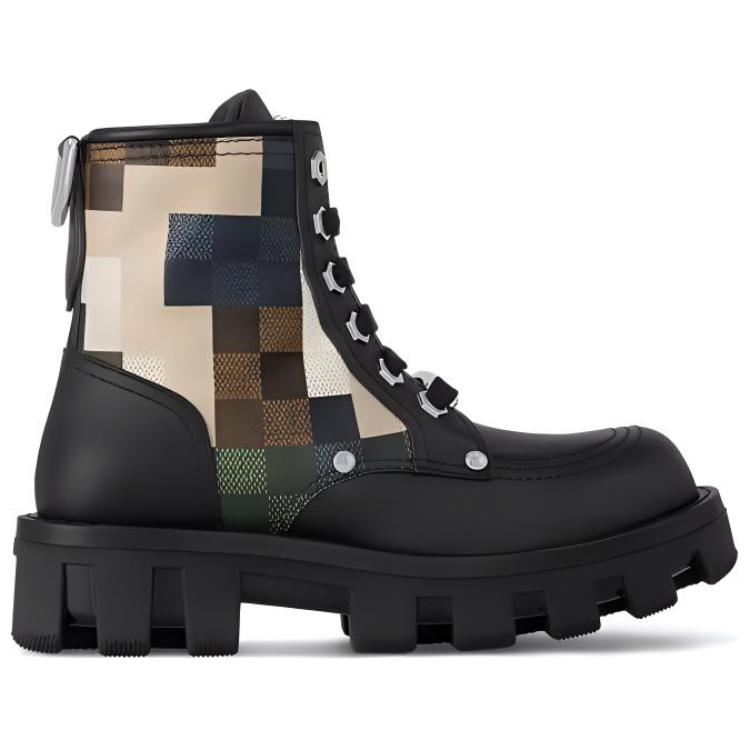 LOUIS VUITTON CHECKER Short Martin Boot Men's Black
