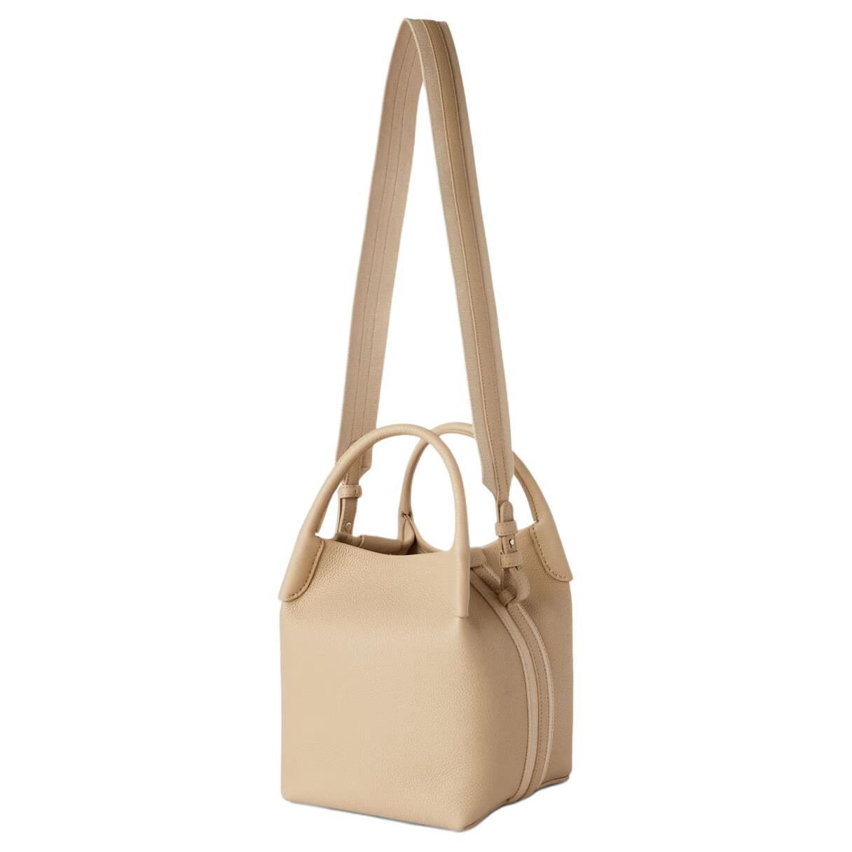 Loro Piana Grained Calfskin Bucket Bag Handbag Small Size Women's Brown